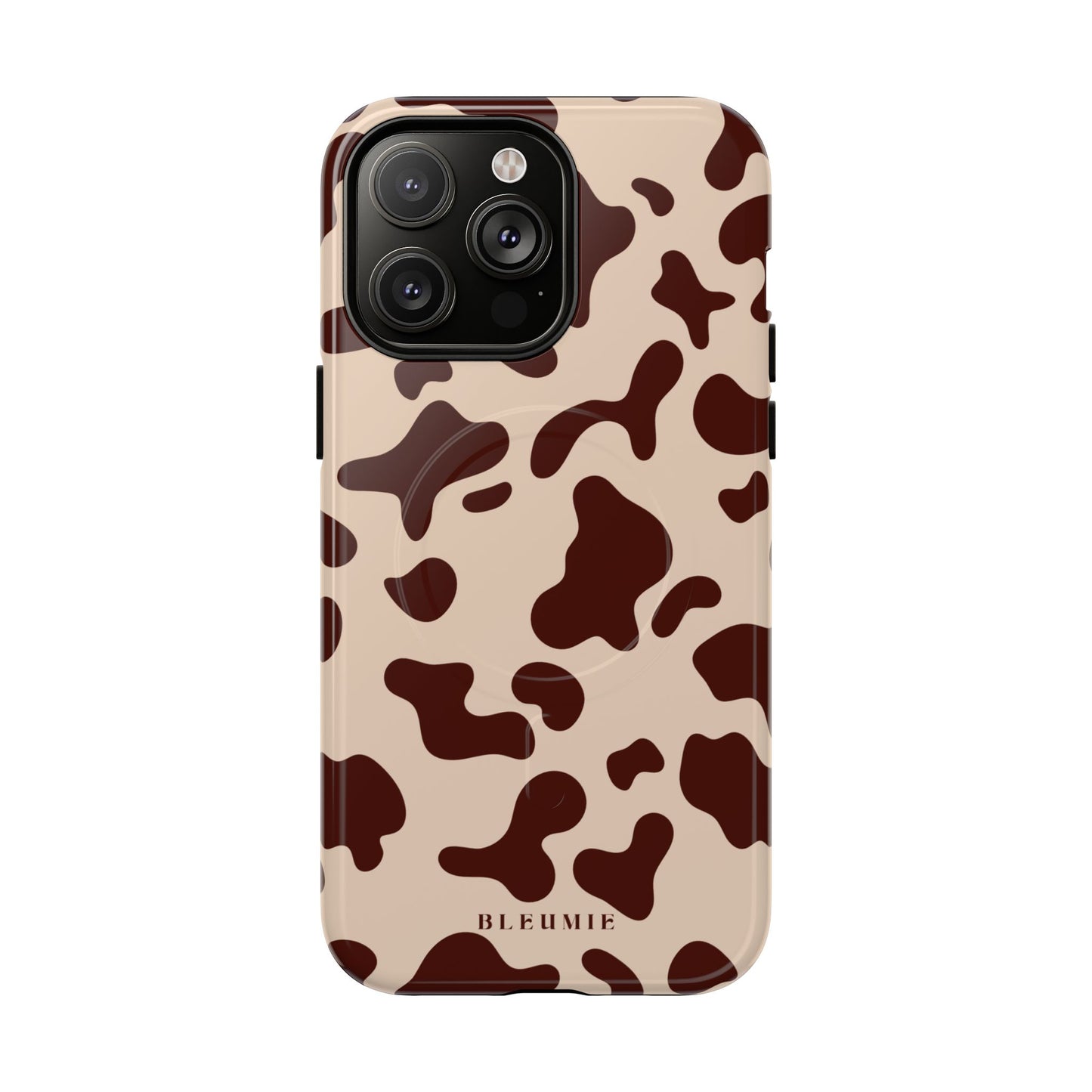 Mocha Cow Print MagSafe iPhone Cases iPhone 14 Pro Max Glossy BLEUMIE