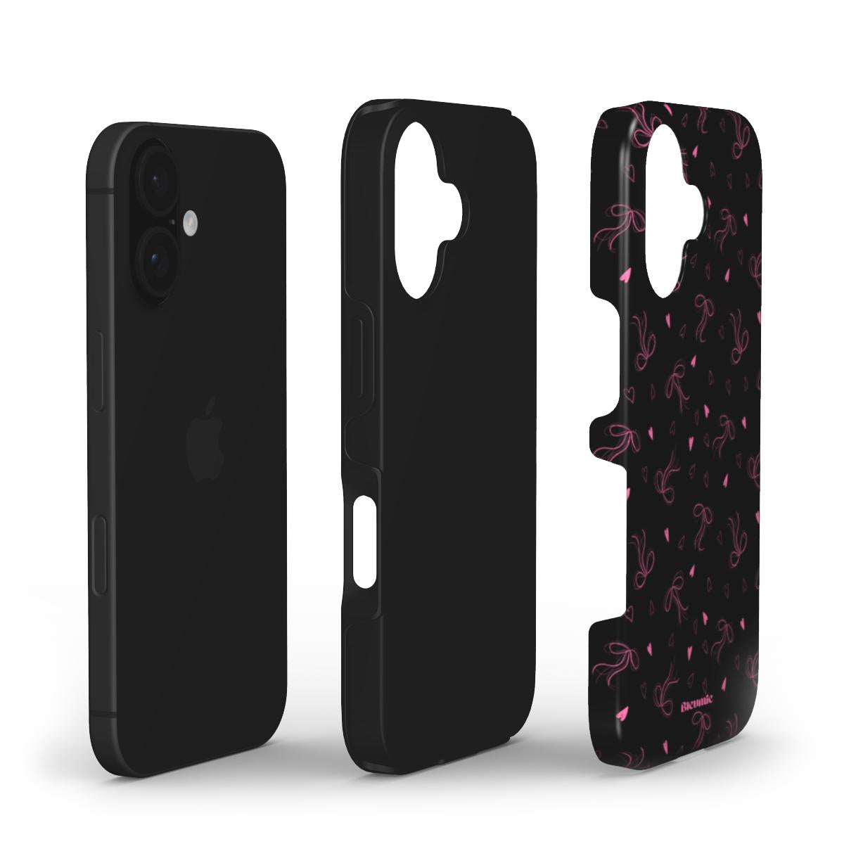 Black Girlie Hearts Tough Phone Case