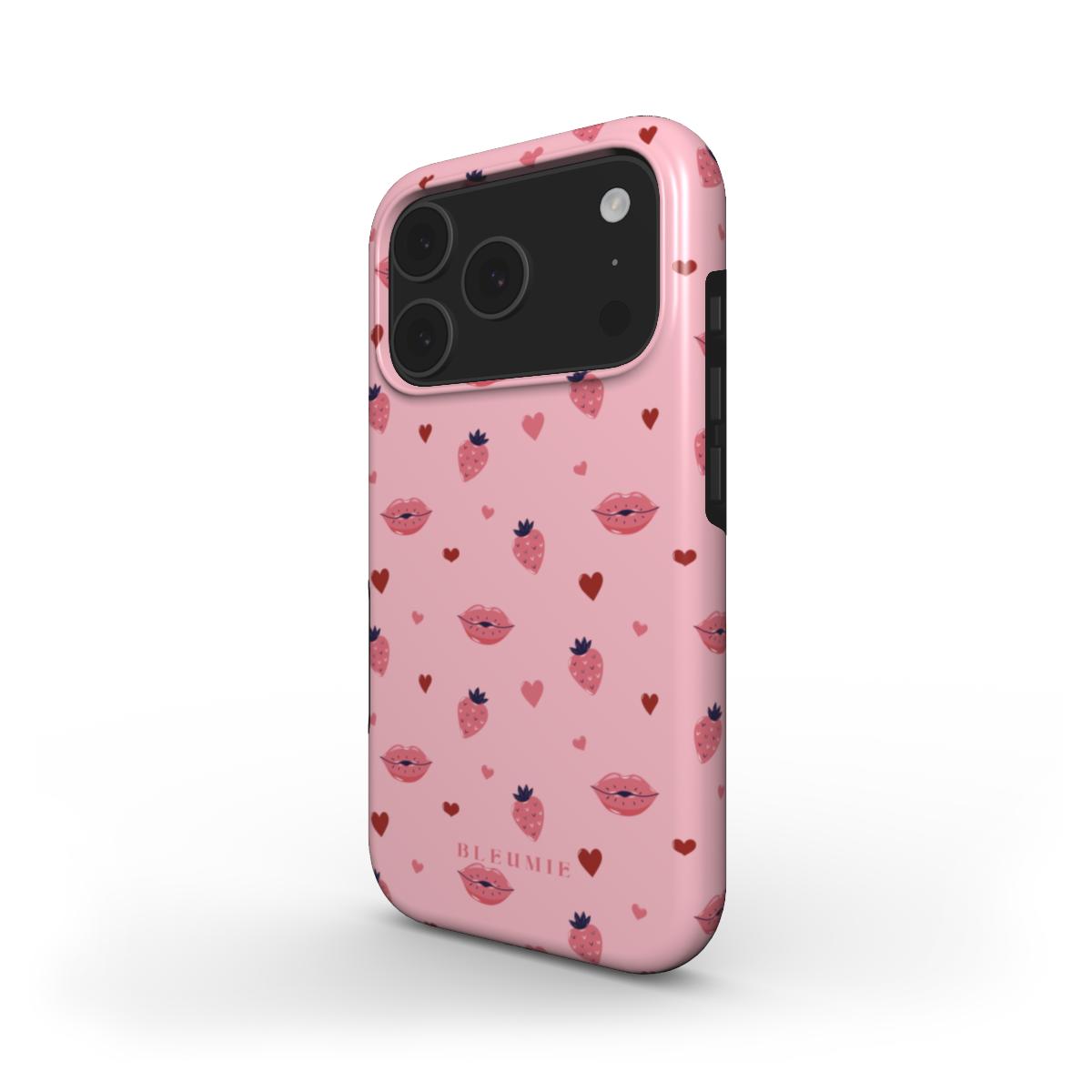 Pink Strawberry Lips Tough Phone Case