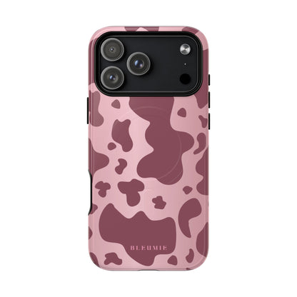 Mauve Cow Print MagSafe iPhone Cases iPhone 17 Pro Max Glossy BLEUMIE