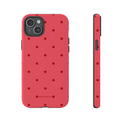 Crimson Polka Dot Tough Phone Case iPhone 15 Plus BLEUMIE