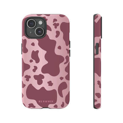 Mauve Cow Print Tough Phone Case iPhone 15 BLEUMIE