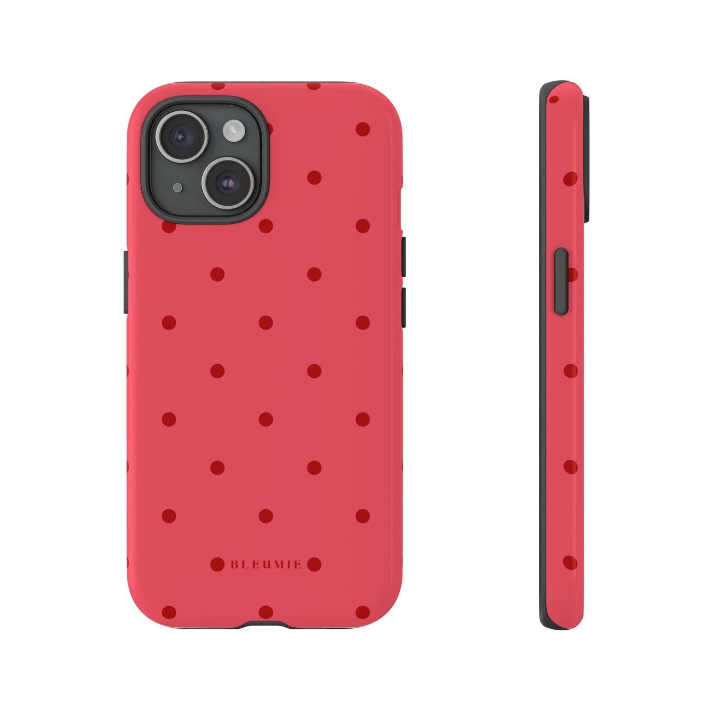 Crimson Polka Dot Tough Phone Case iPhone 15 BLEUMIE