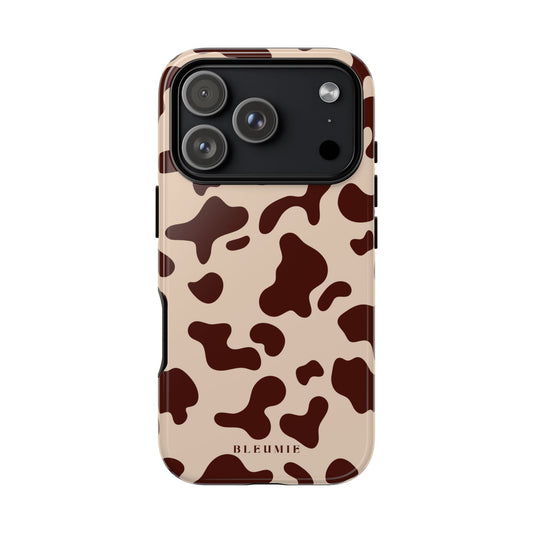 Mocha Cow Print Tough Phone Case iPhone 17 Pro BLEUMIE
