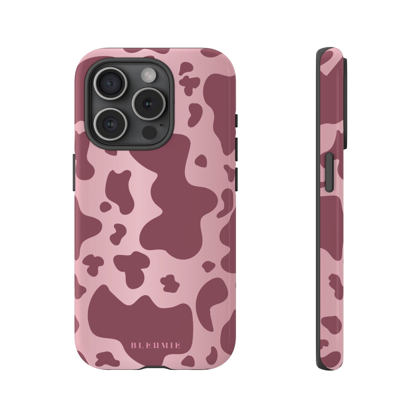Mauve Cow Print Tough Phone Case iPhone 15 Pro BLEUMIE