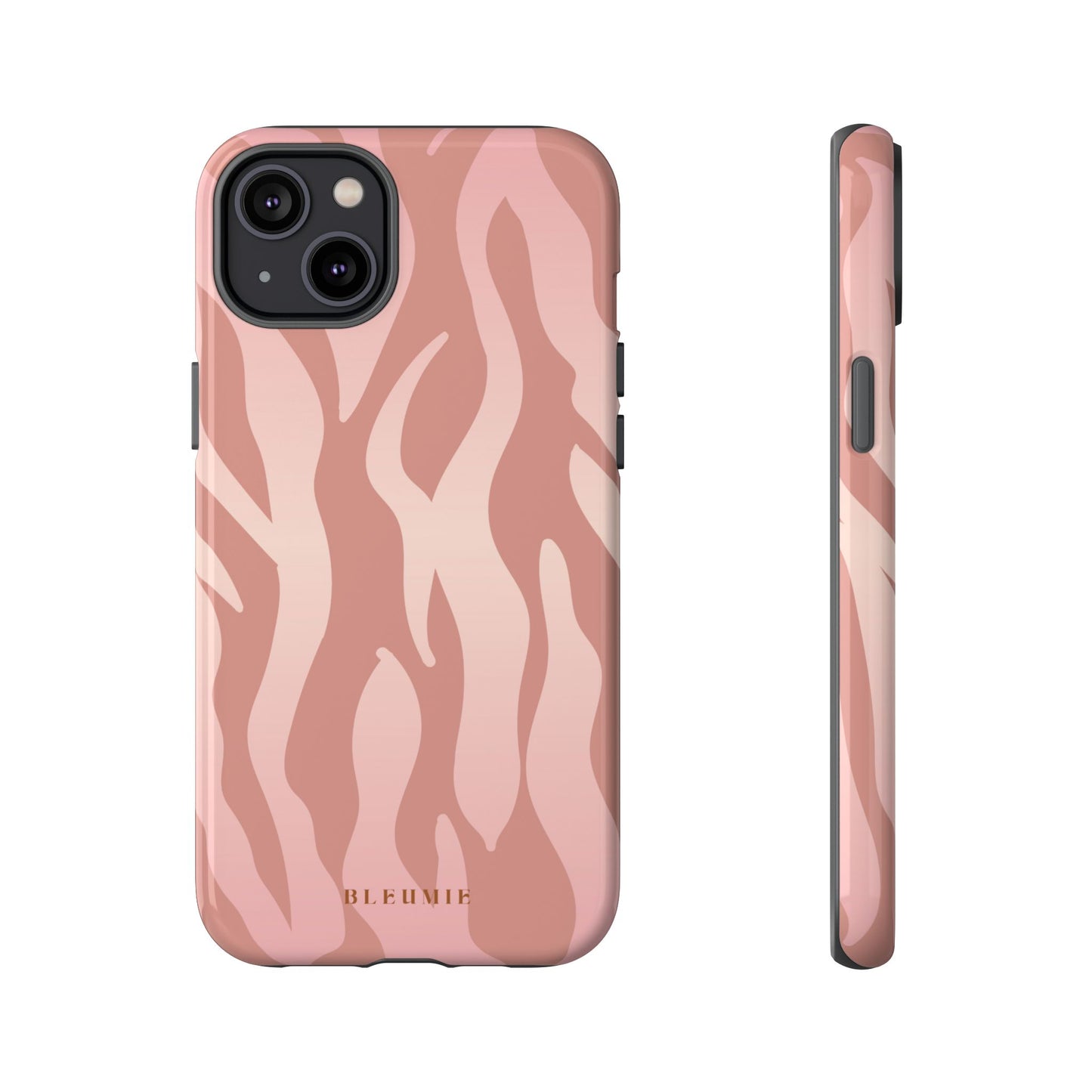 Rosé Zebra Print Tough Phone Case iPhone 14 Plus BLEUMIE