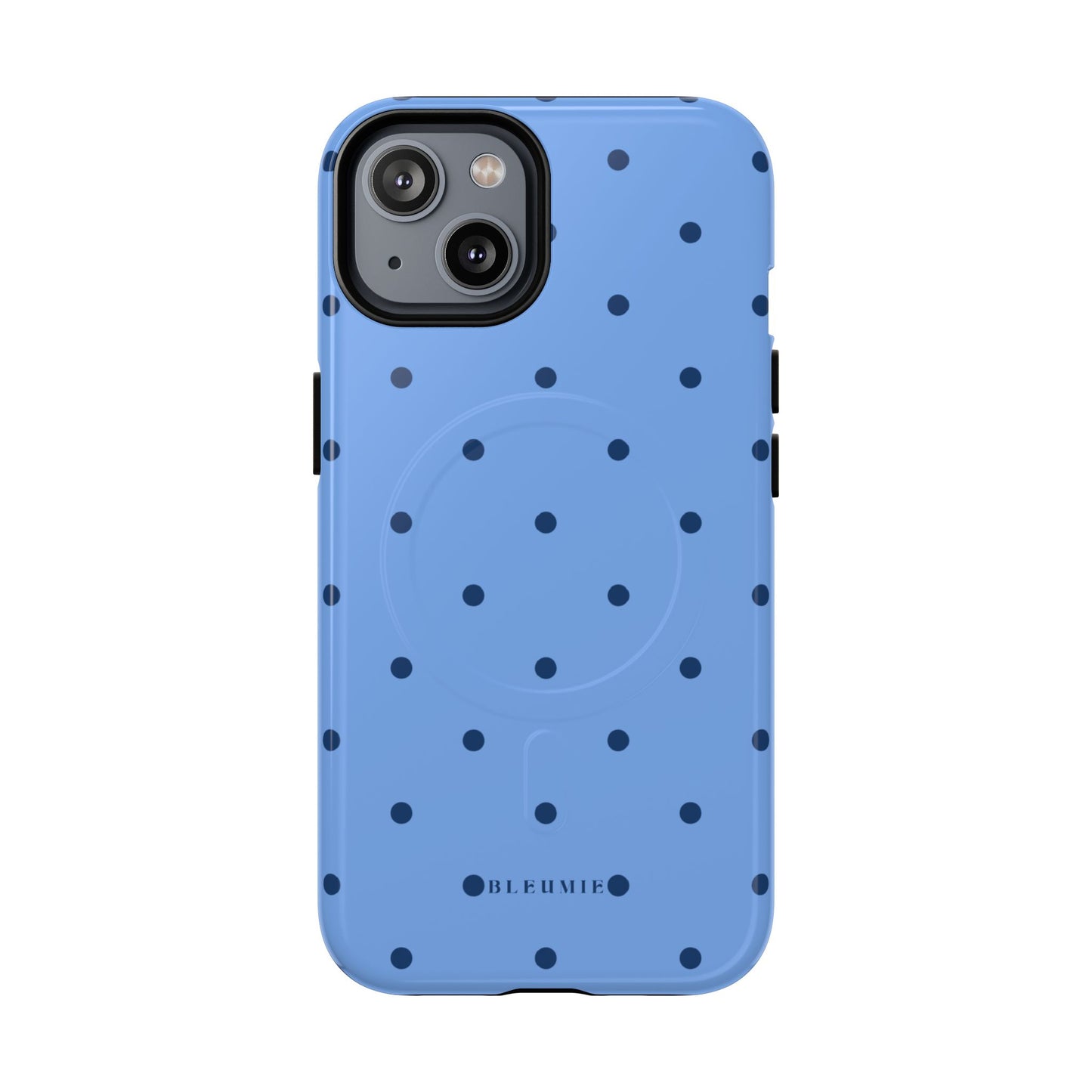 Blue Polka Dot MagSafe iPhone Cases iPhone 14 Glossy BLEUMIE