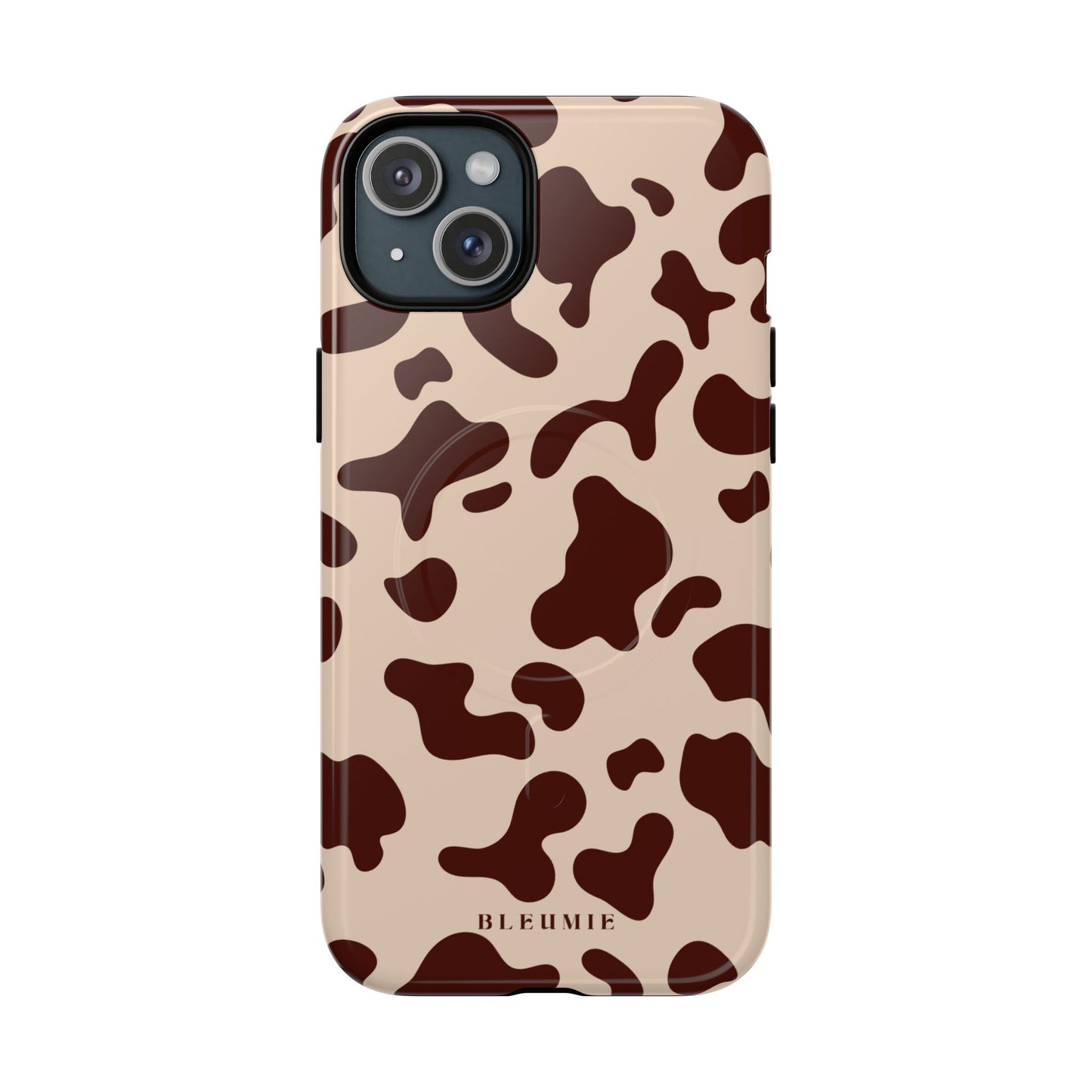 Mocha Cow Print MagSafe iPhone Cases iPhone 15 Plus Glossy BLEUMIE