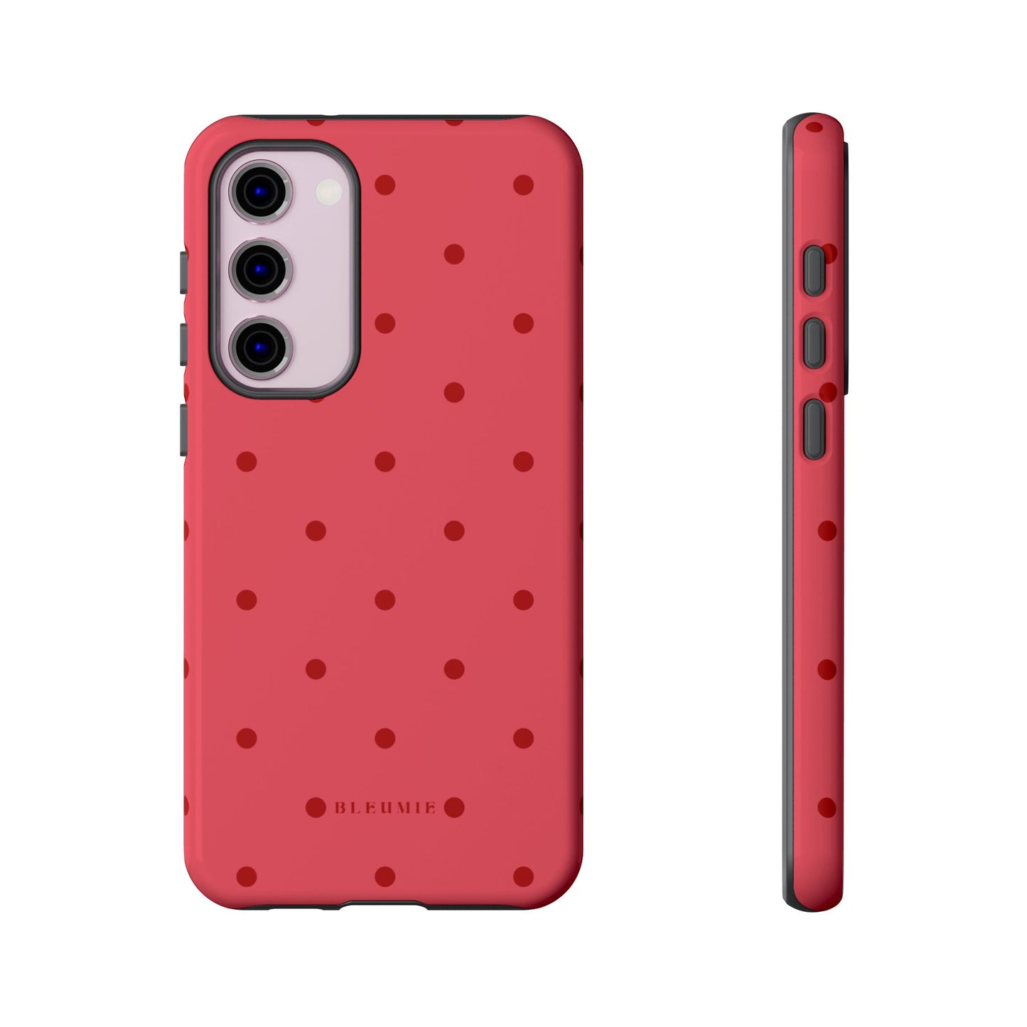Crimson Polka Dot Tough Phone Case Samsung Galaxy S23 Plus BLEUMIE
