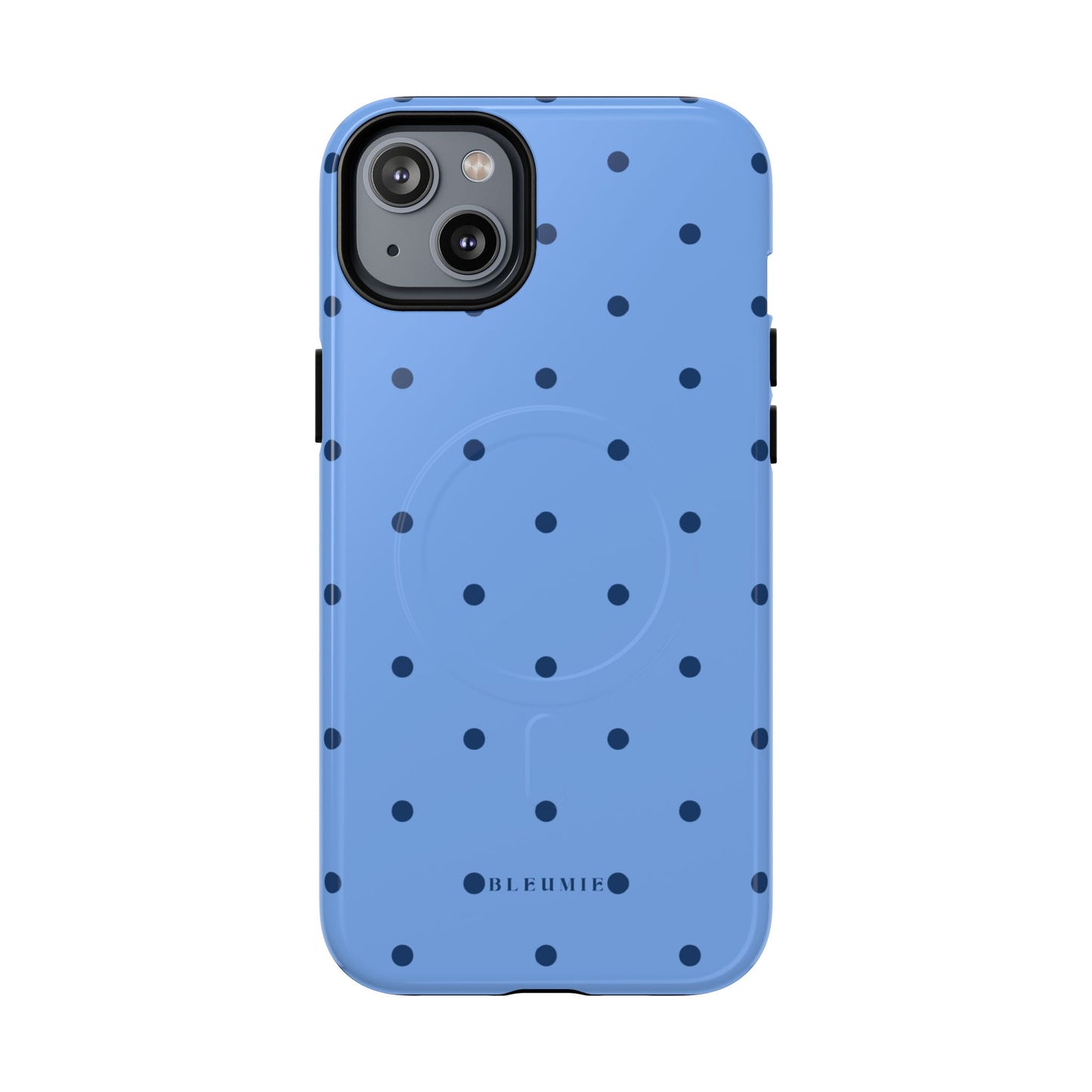Blue Polka Dot MagSafe iPhone Cases iPhone 14 Plus Glossy BLEUMIE