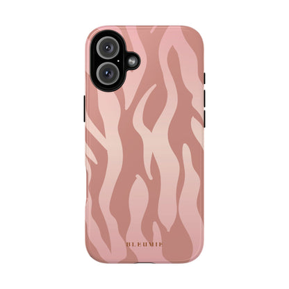 Rosé Zebra Print Tough Phone Case iPhone 16 Plus BLEUMIE