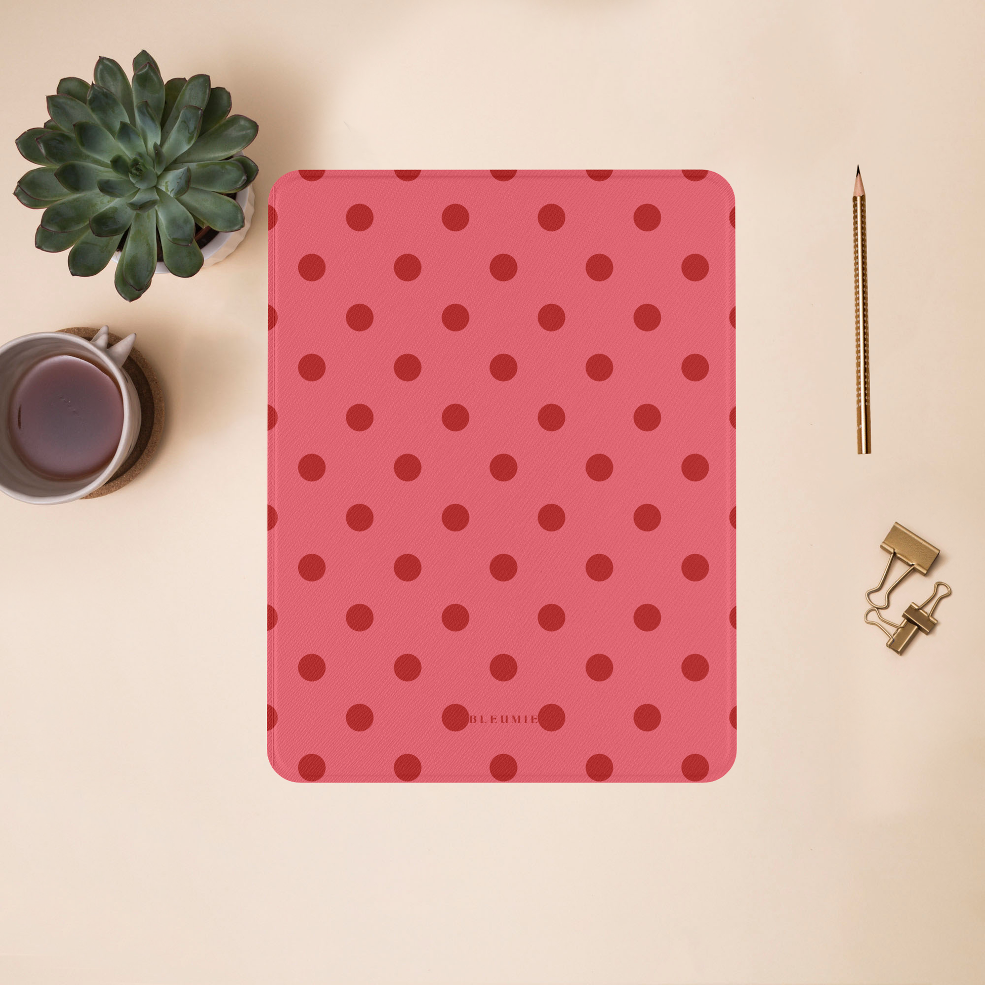 Crimson Polka Dot Magnetic iPad Case BLEUMIE