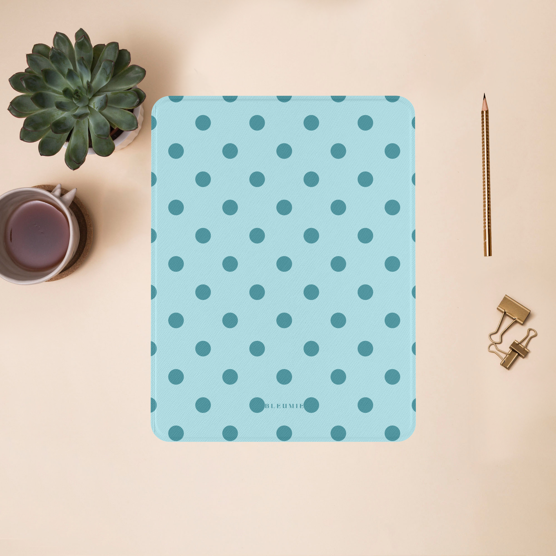 Mint Polka Dot Magnetic iPad Case BLEUMIE