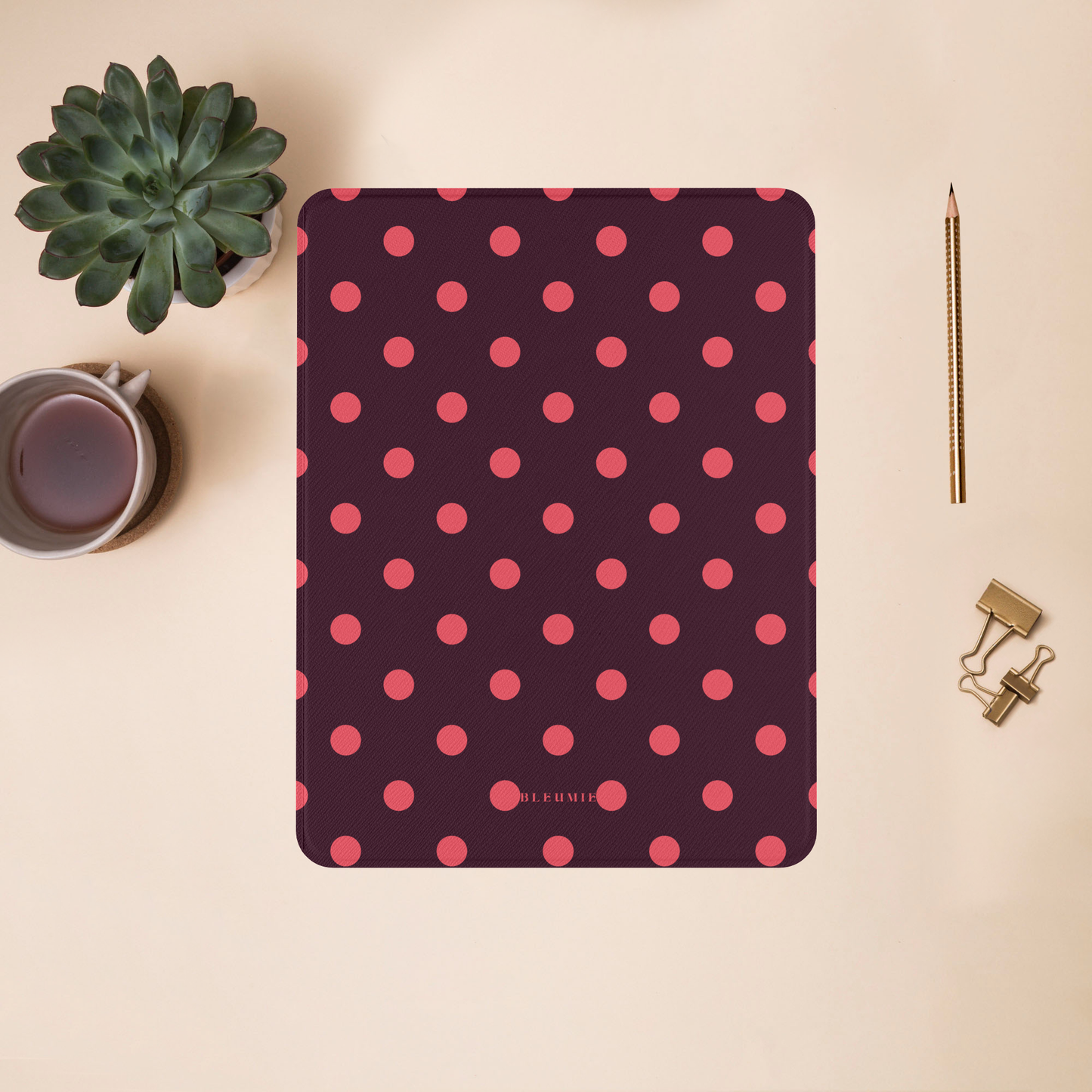 Scarlet Polka Dot Magnetic iPad Case BLEUMIE